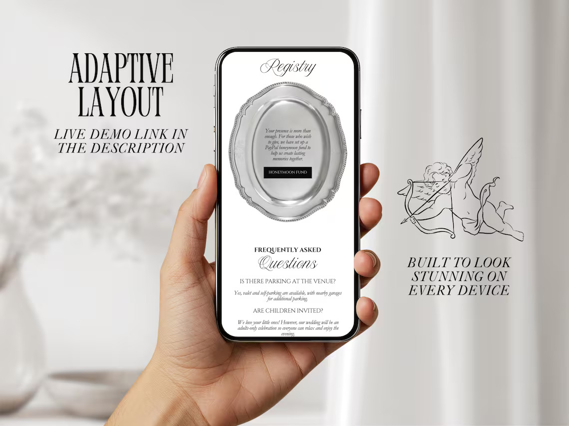 White and Black Wedding Website Template with RSVP and Countdown Timer Editable Old Money Canva Site Digital Invitation for Classic Wedding - Image 15
