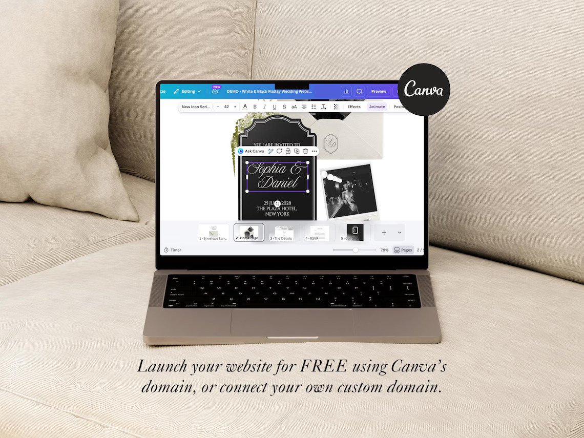 White and Black Wedding Website Template with RSVP and Countdown Timer Editable Old Money Canva Site Digital Invitation for Classic Wedding - Image 17
