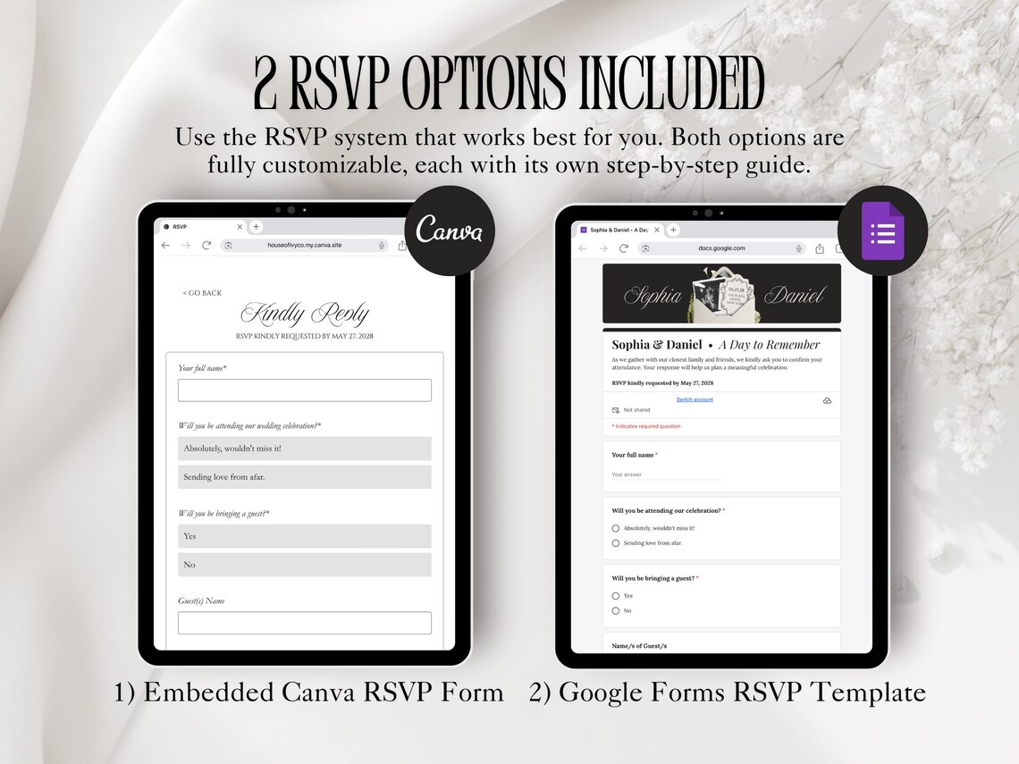 White and Black Wedding Website Template with RSVP and Countdown Timer Editable Old Money Canva Site Digital Invitation for Classic Wedding - Image 5