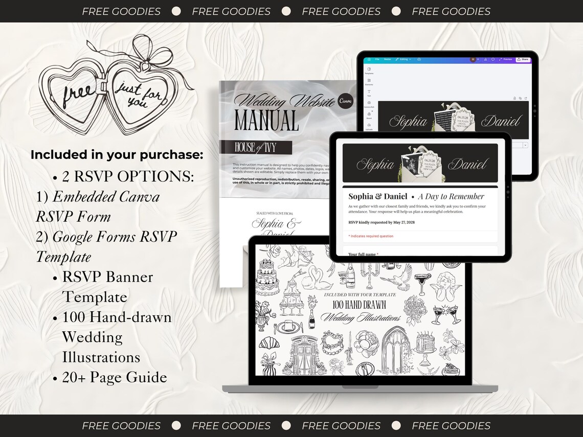 White and Black Wedding Website Template with RSVP and Countdown Timer Editable Old Money Canva Site Digital Invitation for Classic Wedding - Image 4