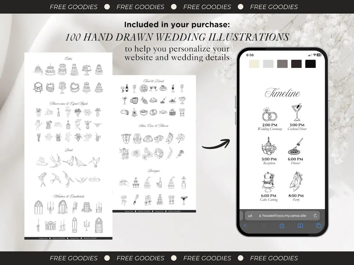 White and Black Wedding Website Template with RSVP and Countdown Timer Editable Old Money Canva Site Digital Invitation for Classic Wedding - Image 16