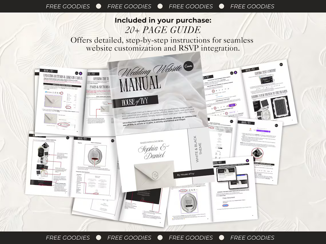 White and Black Wedding Website Template with RSVP and Countdown Timer Editable Old Money Canva Site Digital Invitation for Classic Wedding - Image 13